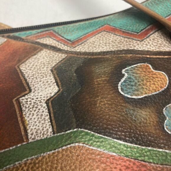 ANUSCHKA Women’s Aztec Style Handbag Multicolored Size 11X2.5X10.5 Genuine Leath - Picture 3 of 12